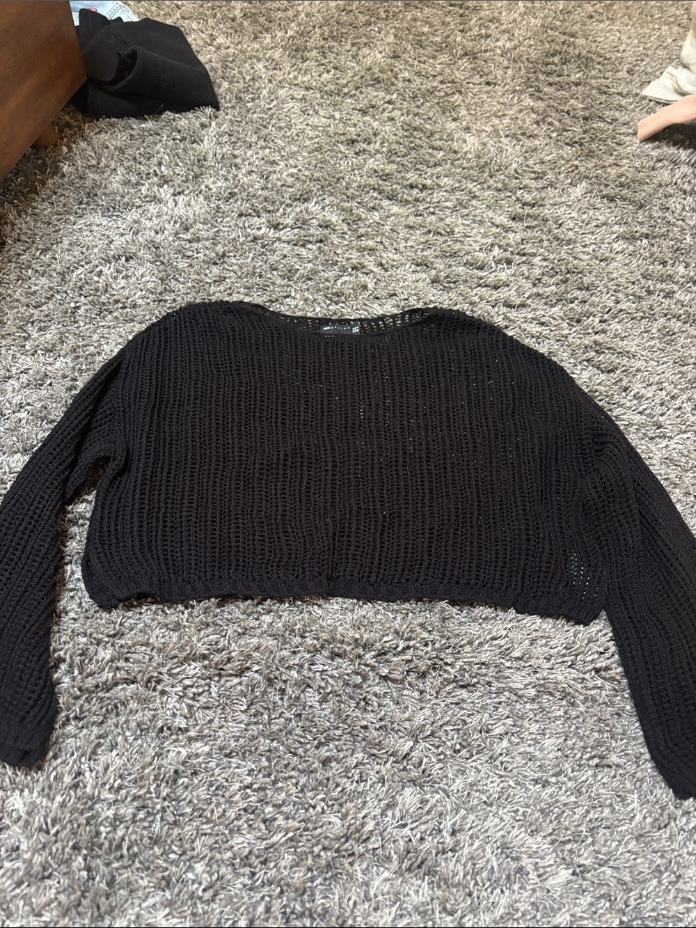 ASOS Black Cropped Open Knit Sweater